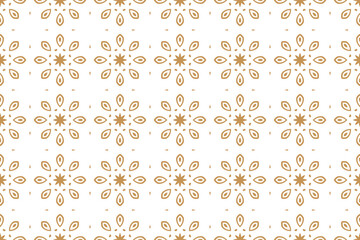 Star anise pattern with gold color. vector illustration with line art isolated in white background. seamless design.