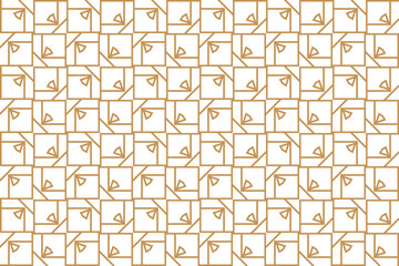 Seamless pattern with square in ornate style. Gold Color vector isolated in white.