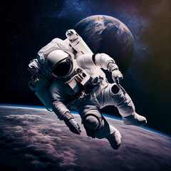 Fototapeta na wymiar A spacewalk with the Earth in the background, Generative AI