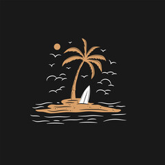palm and beach logo icon and vector