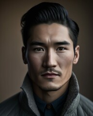 Obraz premium Handsome Man in Dim Lighting, Photorealistic Portrait Illustration [Generative AI]