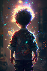 Obraz premium _Credible_boy_child_illustration_focus_care__ _