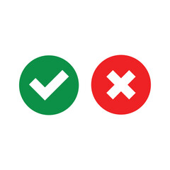 check list and cancel icon right wrong green and red color