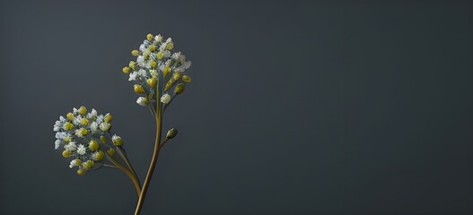 Delikatny kwiat na ciemnym tle, miejsce na tekst, tło. Wygenerowane przy użyciu AI. © Luminova 