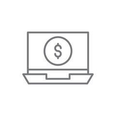 Online income Business icon with black outline style. money, income, finance, investment, dollar, application, earn. Vector illustration