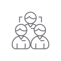 Team Business icon with black outline style. teamwork, people, partnership, group, person, meeting, communication. Vector illustration