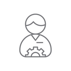 Manager Business icon with black outline style. management, team, strategy, work, people, person, leader. Vector illustration