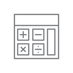 Calculator Business icon with black outline style. accounting, financial, money, calculation, mathematics, digital, technology. Vector illustration