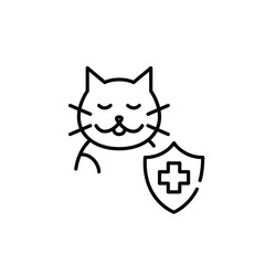 Cat medical insurance. Pet healthcare plan. Pixel perfect, editable stroke icon