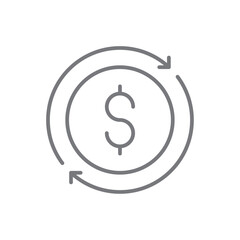 Money circulation Business icon with black outline style. money, finance, dollar, investment, payment, banking, deposit. Vector illustration
