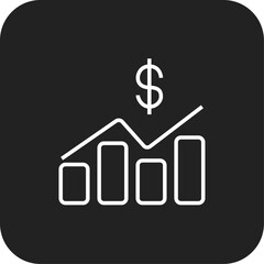 Statistics Business icon with black filled line style. chart, data, diagram, report, finance, information, analysis. Vector illustration