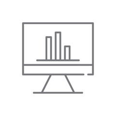 Bar chart Business icon with black outline style. graph, arrow, data, bar, growth, graphic, report. Vector illustration