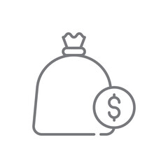 Sack of money Business icon with black outline style. banking, dollar, money, bag, investment, finance, wealth. Vector illustration