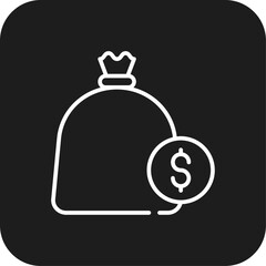 Sack of money Business icon with black filled line style. banking, dollar, money, bag, investment, finance, wealth. Vector illustration