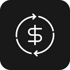Money circulation Business icon with black filled line style. money, finance, dollar, investment, payment, banking, deposit. Vector illustration