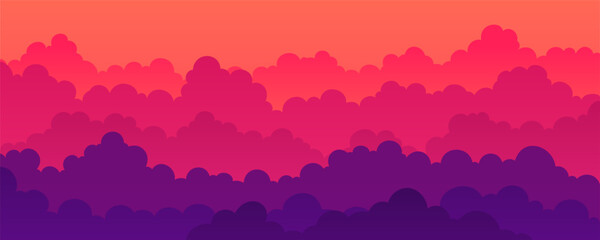 Sky and Clouds, Beautiful Background. Stylish design with a flat, cartoon poster, flyers, postcards, web banners. holiday mood, airy atmosphere. Isolated Object. Design Material. Vector illustration.