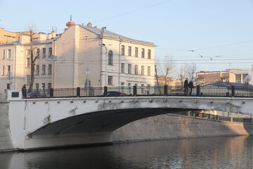 Pedestrian bridge across the Vodootvodny Canal, Moscow, March 2023.