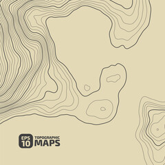 Stylized height CG topographic contour map in contours. Abstract background. Digital copy earth space. Concept of a conditional geography scheme, terrain path. Dark Brown on beige. Vector illustration