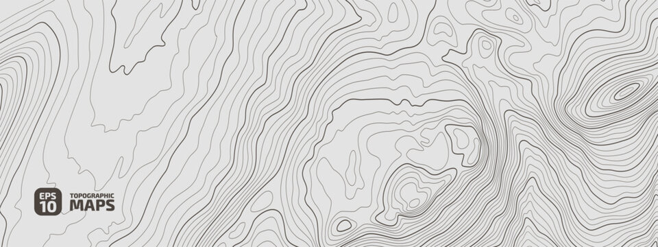 The stylized height of the topographic contour in lines and contours. The concept of a conditional geography scheme and the terrain path. Vector illustration.	