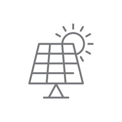 Solar panel Eco friendly icon with black outline style. energy, renewable, ecology, power, solar, technology, electricity. Vector illustration
