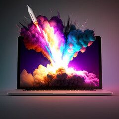 Rocket Launch From Notebook. Generative AI