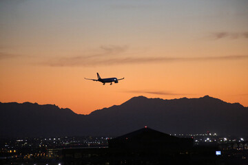 airplane in the sunset