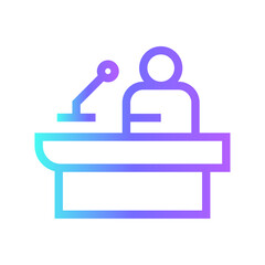 Leader teamwork and Management icon with purple blue outline style. teamwork, business, work, office, management, group, people. Vector Illustration