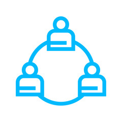 Teamwork teamwork and Management icon with blue outline style. teamwork, business, meeting, team, people, group, businessman. Vector Illustration
