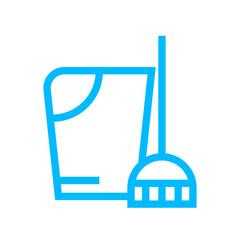 Janitor teamwork and Management icon with blue outline style. teamwork, business, meeting, team, people, group, businessman. Vector Illustration