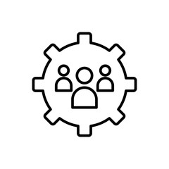 Teamwork teamwork and Management icon with black outline style. teamwork, business, management, work, job, hiring, career. Vector Illustration