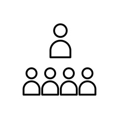 Leader teamwork and Management icon with black outline style. teamwork, business, work, office, management, group, people. Vector Illustration