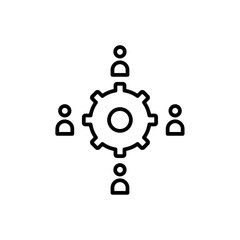 Teamwork teamwork and Management icon with black outline style. teamwork, business, meeting, discussion, office, people, team. Vector Illustration