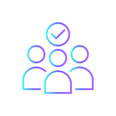 Team teamwork and Management icon with purple blue outline style. teamwork, business, meeting, team, people, group, businessman. Vector Illustration