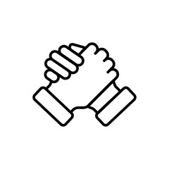 Support teamwork and Management icon with black outline style. teamwork, business, management, work, job, hiring, career. Vector Illustration