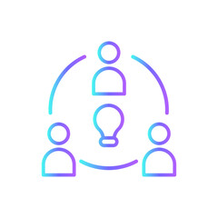 Idea teamwork and Management icon with purple blue outline style. teamwork, business, meeting, discussion, office, people, team. Vector Illustration