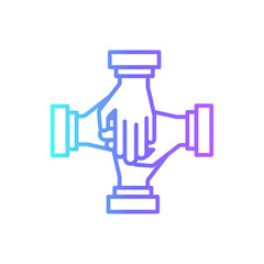Teamwork teamwork and Management icon with purple blue outline style. teamwork, business, meeting, discussion, office, people, team. Vector Illustration