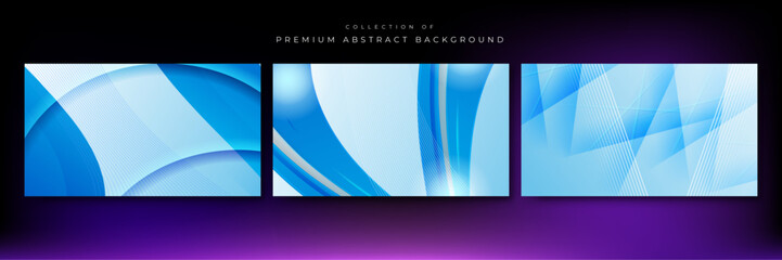 Modern blue abstract presentation background with stripes lines