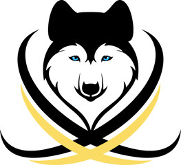 Simple wolf head with double X