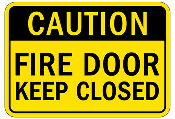 Door safety sign and labels fire doors keep closed