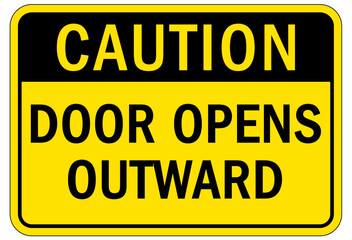 Obraz premium Door safety sign and labels door opens outward