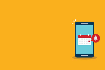Calendar deadline or event reminder notification on mobile phone