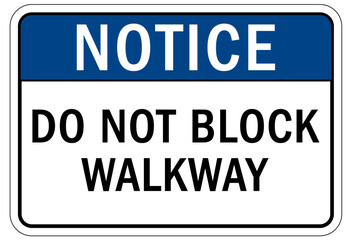 Door safety sign and labels do not block walkway