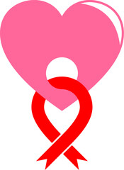 Heart shape with red ribbon