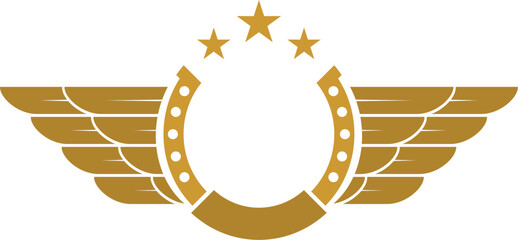 Golden horseshoe with wing and star