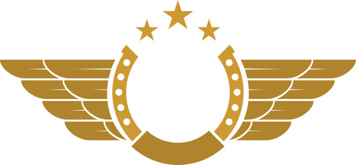 Golden horseshoe with wing and star