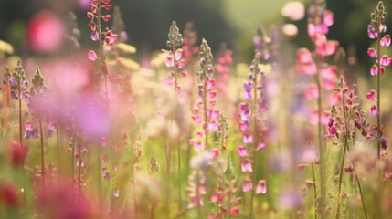 Obraz premium generative AI. Romantic Wildflower Bouquet: A Stunning Array of Colorful Blossoms in a Whimsical Meadow.