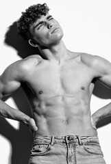 Fototapeta premium man sport muscle bicep studio attractive body trend fashion athletic naked