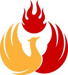 Phoenix bird with fire on top