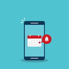Calendar deadline or event reminder notification on mobile phone