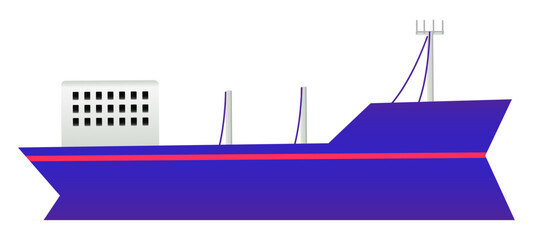 cargo ship blue color vector illustration